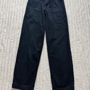 A New Day Black Stretch Twill Casual Pants High Rise Straight Leg Size 4